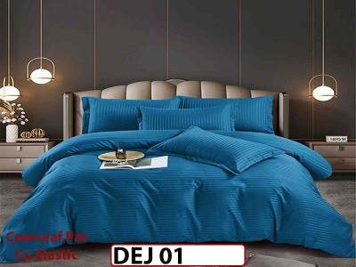 Lenjerie din damasc finet cu 6 piese, cearceaf cu elastic - DEJ01 Lenjerie din damasc finet cu 6 piese, cearceaf cu elastic - DEJ01