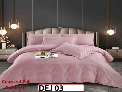 Lenjerie din damasc finet cu 6 piese, cearceaf cu elastic - DEJ03 Lenjerie din damasc finet cu 6 piese, cearceaf cu elastic - DEJ03