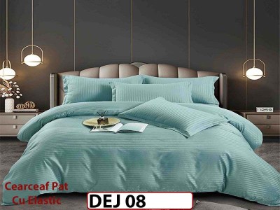 Lenjerie din damasc finet cu 6 piese, cearceaf cu elastic - DEJ08 Lenjerie din damasc finet cu 6 piese, cearceaf cu elastic - DEJ08