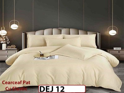 Lenjerie din damasc finet cu 6 piese, cearceaf cu elastic - DEJ12 Lenjerie din damasc finet cu 6 piese, cearceaf cu elastic - DEJ12