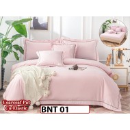 Lenjerie din bumbac neted 6 piese cu cearceaf elastic -BNT01