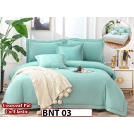 Lenjerie din bumbac neted 6 piese cu cearceaf elastic -BNT03