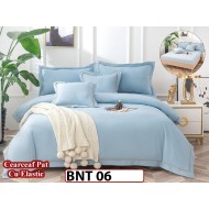 Lenjerie din bumbac neted 6 piese cu cearceaf elastic -BNT06