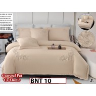 Lenjerie din bumbac neted 6 piese cu cearceaf elastic -BNT10