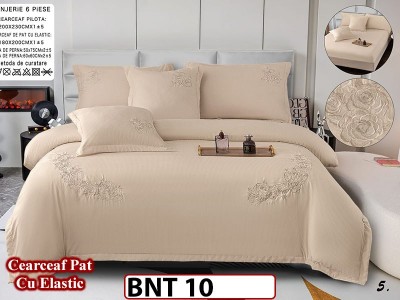 Lenjerie din bumbac neted 6 piese cu cearceaf elastic -BNT10 Lenjerie din bumbac neted 6 piese cu cearceaf elastic -BNT10