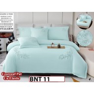 Lenjerie din bumbac neted 6 piese cu cearceaf elastic -BNT11