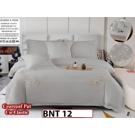 Lenjerie din bumbac neted 6 piese cu cearceaf elastic -BNT12