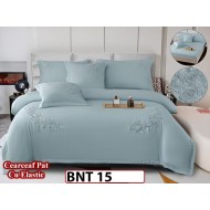 Lenjerie din bumbac neted 6 piese cu cearceaf elastic -BNT15