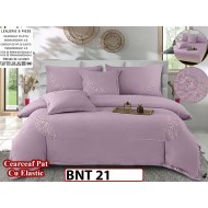 Lenjerie din bumbac neted 6 piese cu cearceaf elastic -BNT21