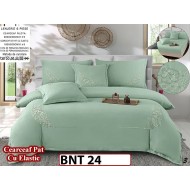 Lenjerie din bumbac neted 6 piese cu cearceaf elastic -BNT24