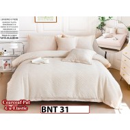 Lenjerie din bumbac neted 6 piese cu cearceaf elastic -BNT31