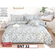 Lenjerie din bumbac neted 6 piese cu cearceaf elastic -BNT32