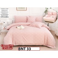 Lenjerie din bumbac neted 6 piese cu cearceaf elastic -BNT33