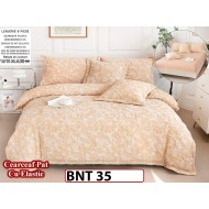 Lenjerie din  bumbac fin cu in grofat și lățos 6 piese cu cearceaf elastic -BNT 35