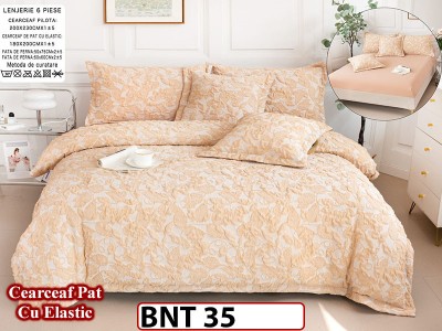 Lenjerie din  bumbac fin cu in grofat și lățos 6 piese cu cearceaf elastic -BNT 35 Lenjerie din  bumbac fin cu in grofat și lățos 6 piese cu cearceaf elastic -BNT 35