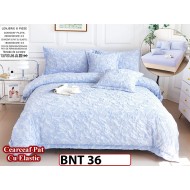 Lenjerie din  bumbac fin cu in grofat și lățos 6 piese cu cearceaf elastic -BNT36