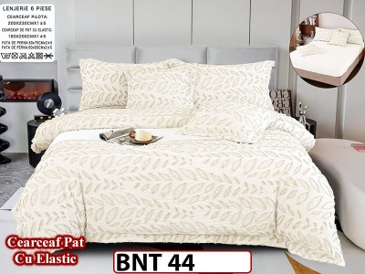 Lenjerie din  bumbac fin cu in grofat și lățos 6 piese cu cearceaf elastic -BNT44 Lenjerie din  bumbac fin cu in grofat și lățos 6 piese cu cearceaf elastic -BNT44