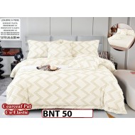 Lenjerie din  bumbac fin cu in grofat și lățos 6 piese cu cearceaf elastic -BNT50