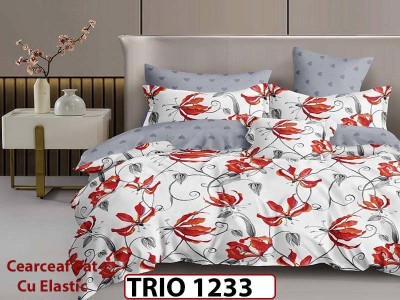 Lenjerie din finet  6 piese cearceaf cu elastic - TRIO1233 Lenjerie din finet  6 piese cearceaf cu elastic - TRIO1233