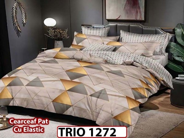 Lenjerie din finet 6 piese cearceaf cu elastic - TRIO1272 Lenjerie din finet 6 piese cearceaf cu elastic - TRIO1272