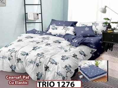 Lenjerie din finet  6 piese cearceaf cu elastic - TRIO1276 Lenjerie din finet  6 piese cearceaf cu elastic - TRIO1276
