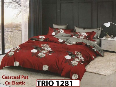 Lenjerie din finet  6 piese cearceaf cu elastic - TRIO1281 Lenjerie din finet  6 piese cearceaf cu elastic - TRIO1281