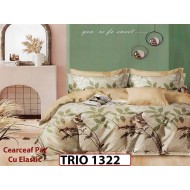 Lenjerie din finet  6 piese cearceaf cu elastic - TRIO1322