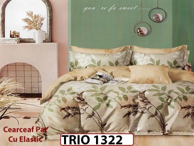 Lenjerie din finet  6 piese cearceaf cu elastic - TRIO1322 Lenjerie din finet  6 piese cearceaf cu elastic - TRIO1322