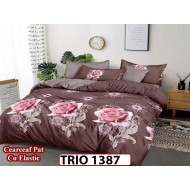 Lenjerie din finet  6 piese cearceaf cu elastic - TRIO1387