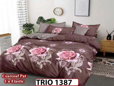 Lenjerie din finet  6 piese cearceaf cu elastic - TRIO1387 Lenjerie din finet  6 piese cearceaf cu elastic - TRIO1387