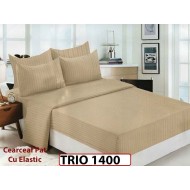 Lenjerie din damasc finetat  6 piese cearceaf cu elastic - TRIO1400