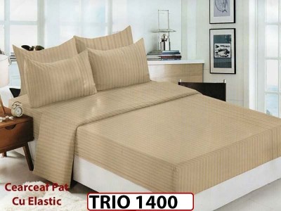 Lenjerie din damasc finetat  6 piese cearceaf cu elastic - TRIO1400 Lenjerie din damasc finetat  6 piese cearceaf cu elastic - TRIO1400