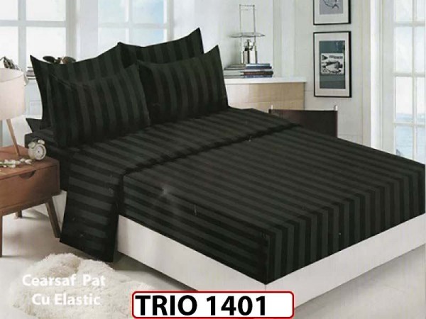 Lenjerie din damasc finetat 6 piese cearceaf cu elastic - TRIO1401 Lenjerie din damasc finetat 6 piese cearceaf cu elastic - TRIO1401