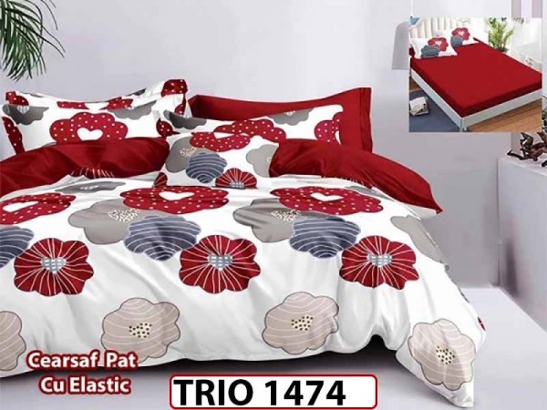 Lenjerie din finet 6 piese cearceaf cu elastic - TRIO1474 Lenjerie din finet 6 piese cearceaf cu elastic - TRIO1474