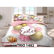 Lenjerie din finet  6 piese cearceaf cu elastic - TRIO1482