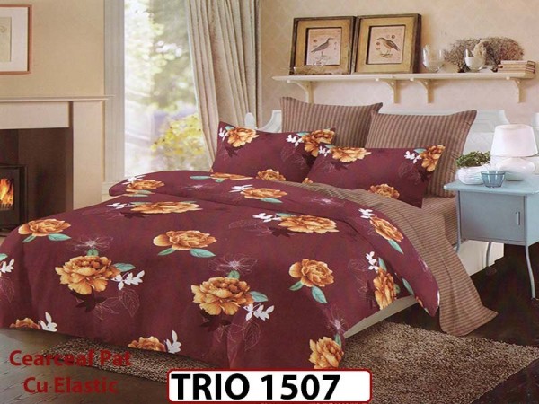 Lenjerie din finet 6 piese cearceaf cu elastic - TRIO1507 Lenjerie din finet 6 piese cearceaf cu elastic - TRIO1507