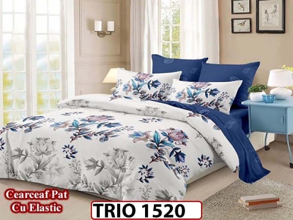 Lenjerie din finet 6 piese cearceaf cu elastic - TRIO1520 Lenjerie din finet 6 piese cearceaf cu elastic - TRIO1520