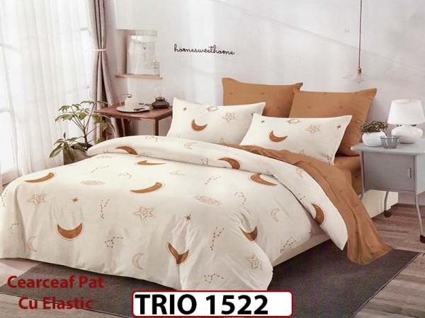 Lenjerie din finet 6 piese cearceaf cu elastic - TRIO1522 Lenjerie din finet 6 piese cearceaf cu elastic - TRIO1522