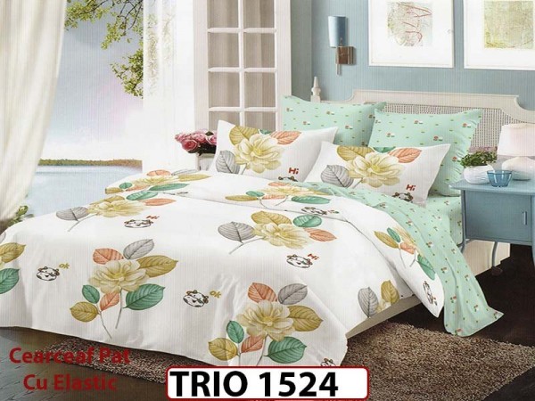 Lenjerie din finet 6 piese cearceaf cu elastic - TRIO1524 Lenjerie din finet 6 piese cearceaf cu elastic - TRIO1524