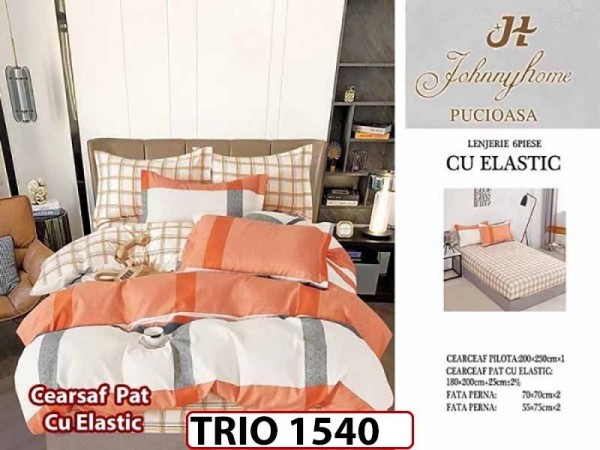 Lenjerie din finet 6 piese cearceaf cu elastic - TRIO1540 Lenjerie din finet 6 piese cearceaf cu elastic - TRIO1540