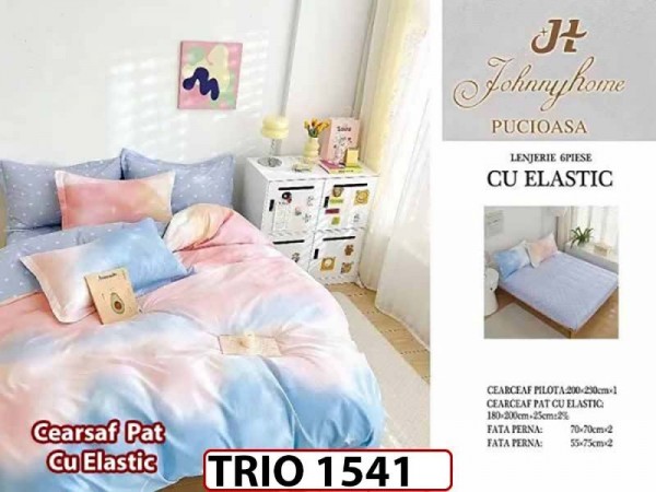 Lenjerie din finet 6 piese cearceaf cu elastic - TRIO1541 Lenjerie din finet 6 piese cearceaf cu elastic - TRIO1541