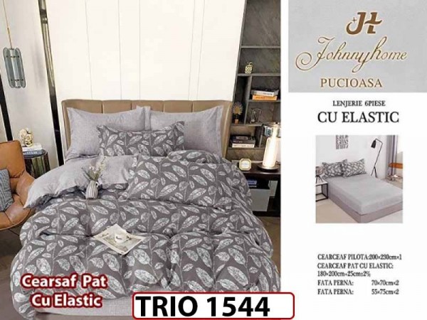 Lenjerie din finet 6 piese cearceaf cu elastic - TRIO1544 Lenjerie din finet 6 piese cearceaf cu elastic - TRIO1544