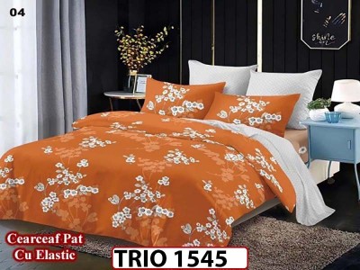 Lenjerie din finet  6 piese cearceaf cu elastic - TRIO1545