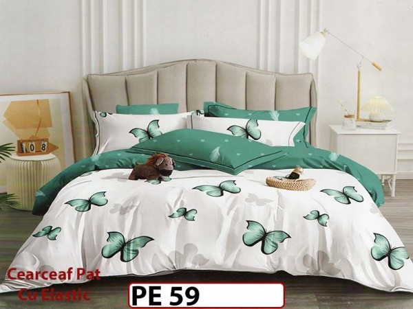 Lenjerie din finet 4 piese 1 Persoana Cearceaf cu Elastec - PE 59 Lenjerie din finet 4 piese 1 Persoana Cearceaf cu Elastec - PE 59