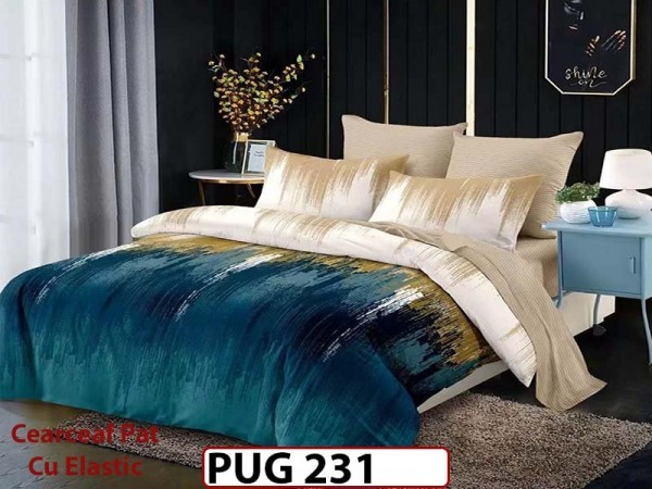 Lenjerie din finet 6 piese si cearceaf cu Elastic - PUG231 Lenjerie din finet 6 piese si cearceaf cu Elastic - PUG231