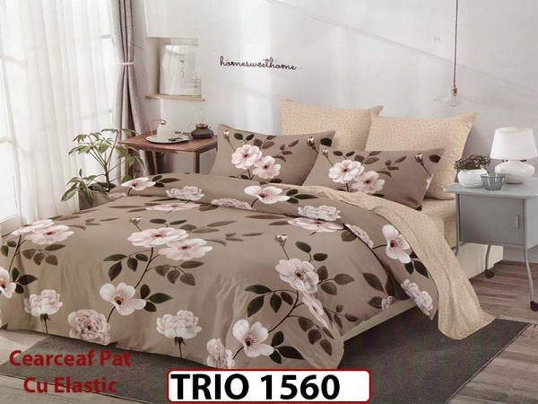 Lenjerie din finet 6 piese cearceaf cu elastic - TRIO1560 Lenjerie din finet 6 piese cearceaf cu elastic - TRIO1560