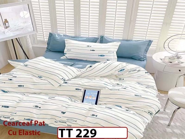 Lenjerie din finet 6 piese si cearceaf cu Elastic - TT 229 Lenjerie din finet 6 piese si cearceaf cu Elastic - TT 229