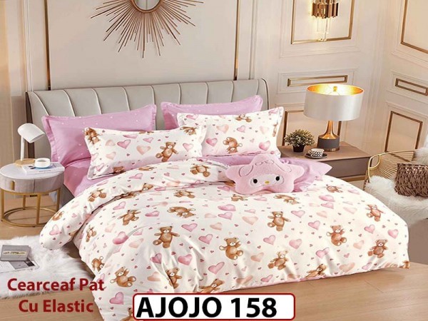 Lenjerie din finet 6 piese si cearceaf cu Elastic - AJOJO158