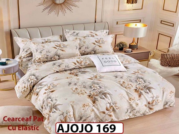 Lenjerie din finet 6 piese si cearceaf cu Elastic - AJOJO169 Lenjerie din finet 6 piese si cearceaf cu Elastic - AJOJO169