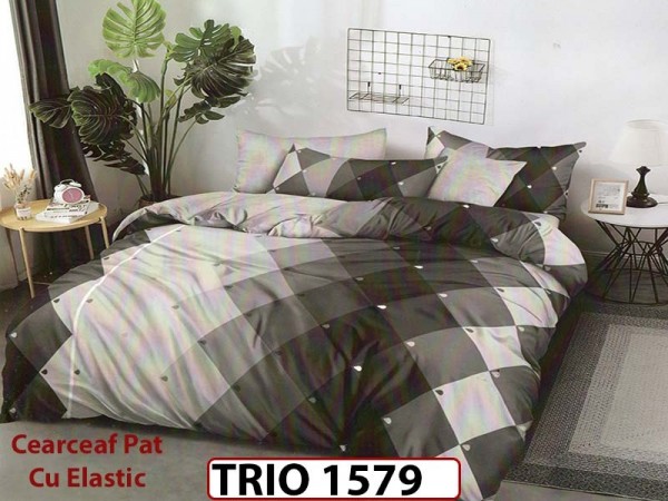 Lenjerie din finet 6 piese cearceaf cu elastic - TRIO1579 Lenjerie din finet 6 piese cearceaf cu elastic - TRIO1579